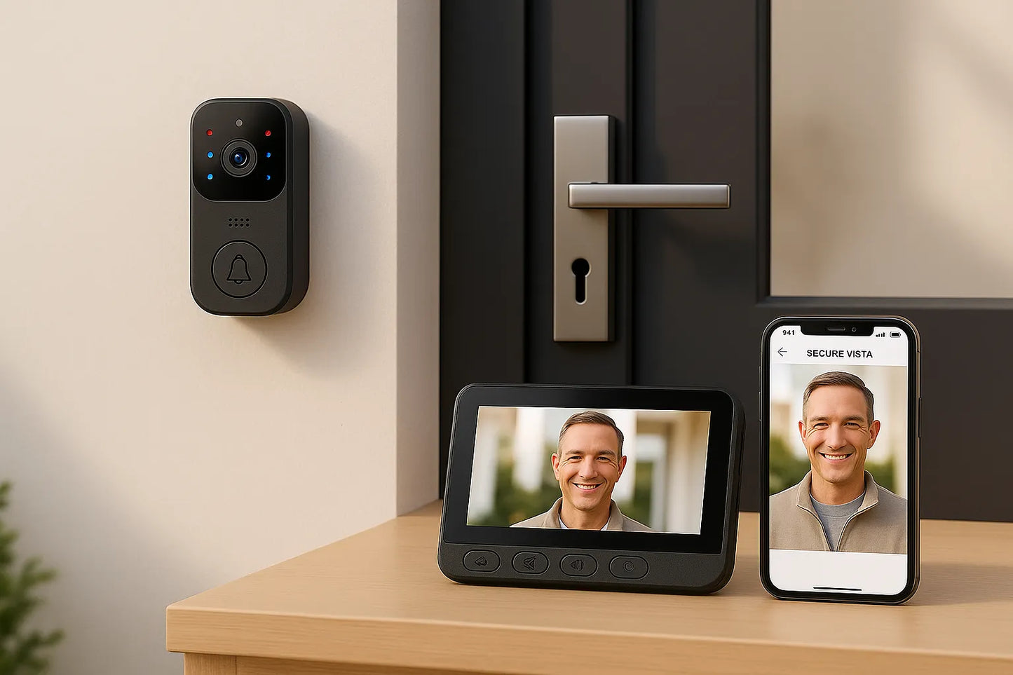 Secure Vista 4.3” Wireless Visual Intercom Doorbell – Smart Home Security System with 2.4G Connection, Two-Way Talk, and Night Vision