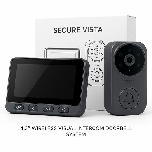 Secure Vista 4.3” Wireless Visual Intercom Doorbell – Smart Home Security System with 2.4G Connection, Two-Way Talk, and Night Vision