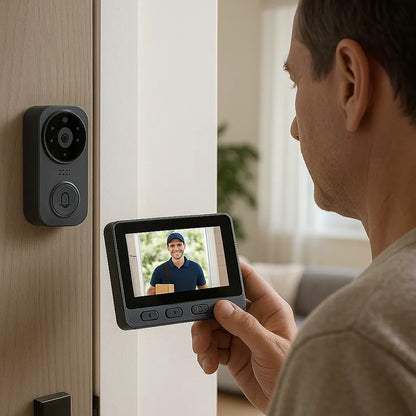 Secure Vista 4.3” Wireless Visual Intercom Doorbell – Smart Home Security System with 2.4G Connection, Two-Way Talk, and Night Vision