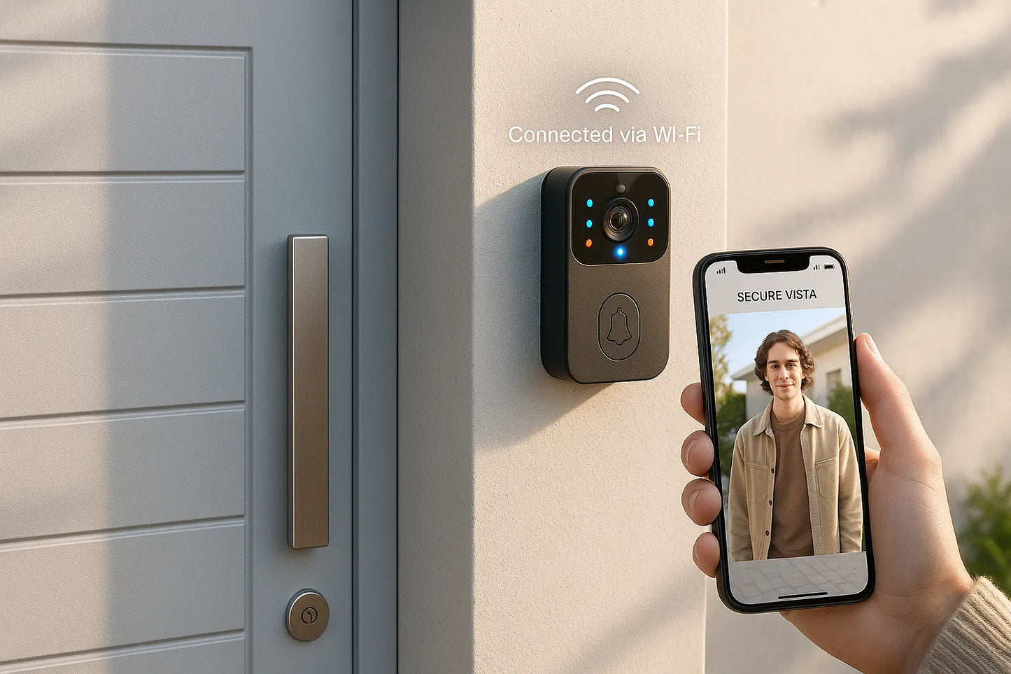 Secure Vista WiFi Video Doorbell Camera – Smart Wireless Doorbell with Color Night Vision, 2-Way Audio & App Control