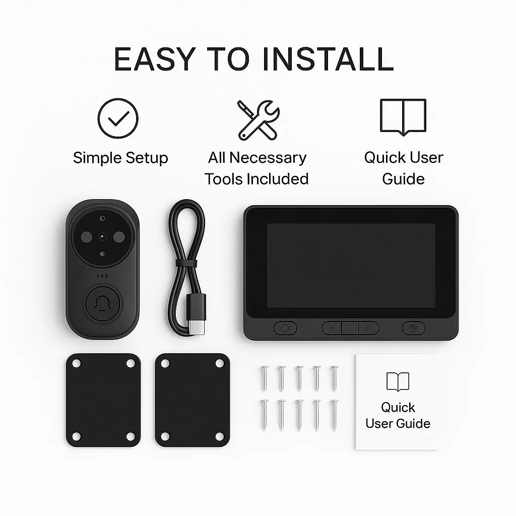 Secure Vista 4.3” Wireless Visual Intercom Doorbell – Smart Home Security System with 2.4G Connection, Two-Way Talk, and Night Vision